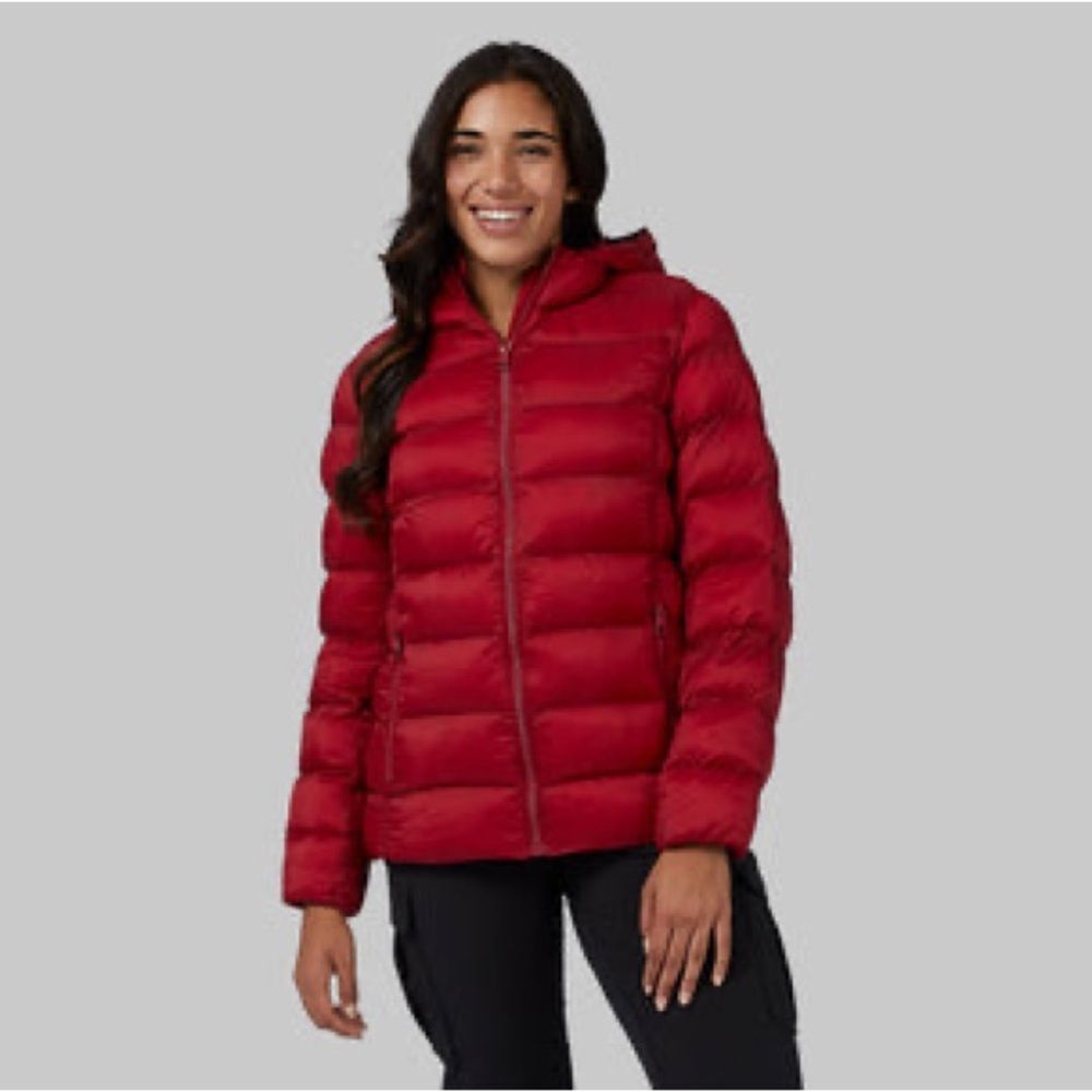 NWT *WARM* LIGHTWEIGHT PACKABLE PUFFER HOODED JACKET - CHILI PEPPER / XL